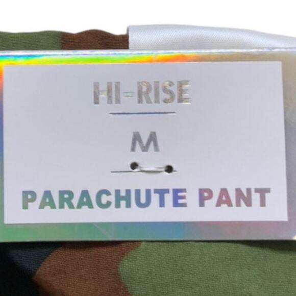 Tinsel Town Cargo Parachute Pants Women M Hi Rise Drawstring Camo Camouflage NWT - Picture 12 of 14